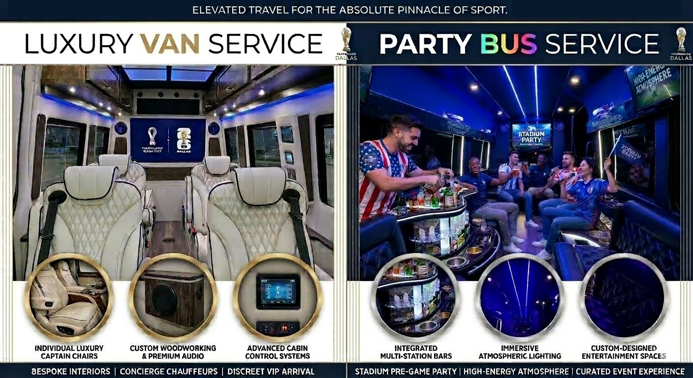 Fifa World Cup Comes Dallas AT&T Stadium in Arlington, Texas Transportation Service - Luxury SUV and Party Van Shuttle